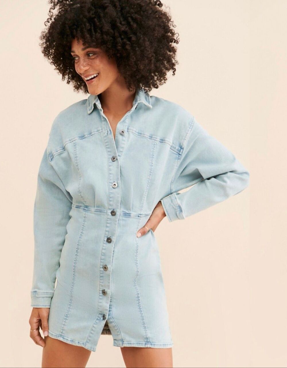 Free People Amber Denim Mini Dress in Blue Size 10